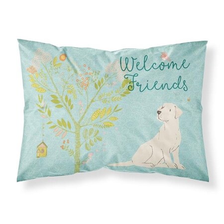 Carolines Treasures Carolines Treasures BB7596PILLOWCASE Welcome Friends Yellow Labrador Retriever Fabric Standard Pillowcase BB7596PILLOWCASE